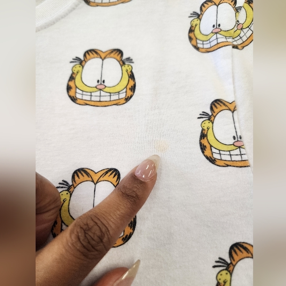 Garfield Men's White T-Shirt with Cartoon Printed Head Graphic Design, sz MD - Picture 10 of 13